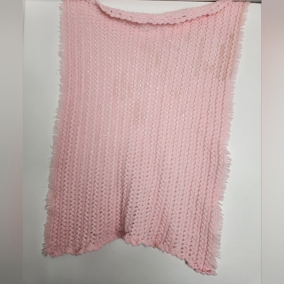 Handknit Pink Baby Blanket - Picture 2 of 7